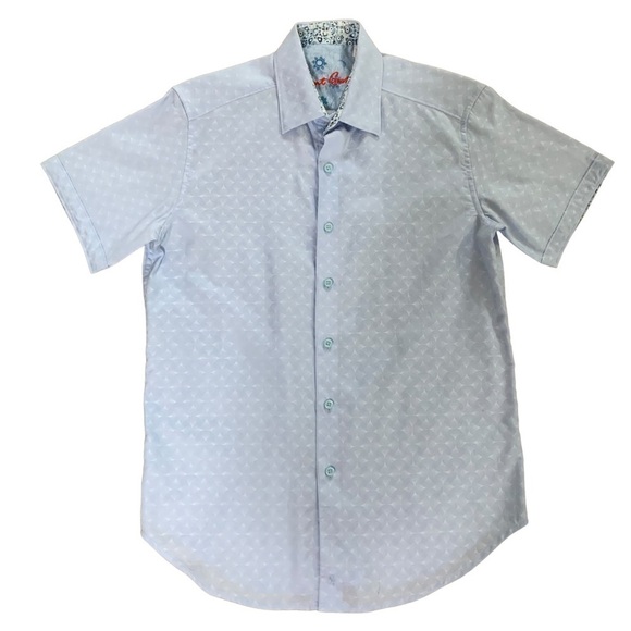 Robert Graham Light Blue Short Sleeve Button Down Shirt Excellent Condition - Picture 8 of 9